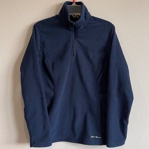 Eddie Bauer Women's Fleece 1/4 Zip Navy Blue Super Soft Like New! Petite Small